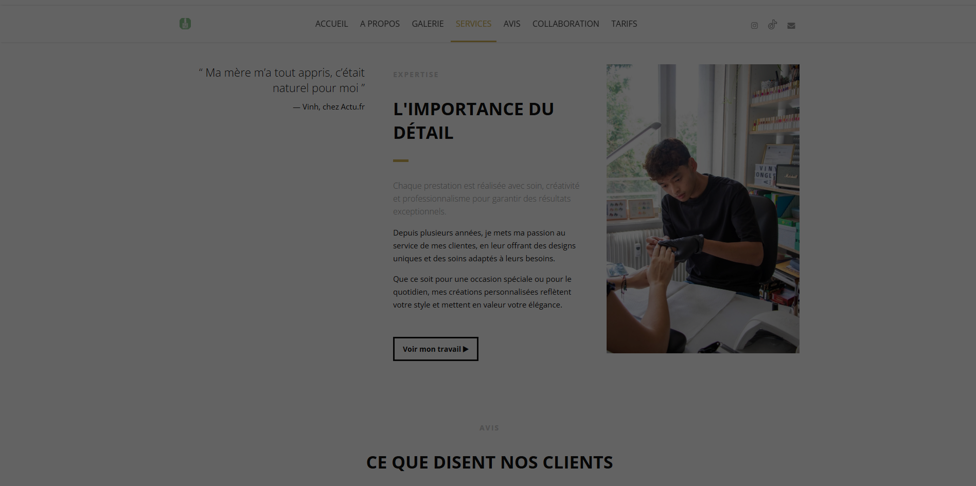 Site vitrine pour un nail artist